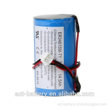 Lithium battery 3.6v 14500mah er34615M with/tabs connector for wirless alarm systmes
